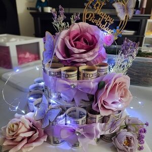 Lavender Floral Money Cake